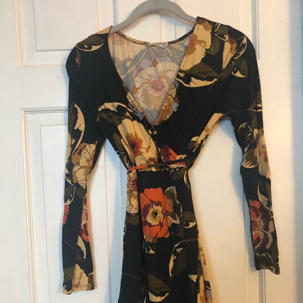 Long Sleeve Navy Wrap Dress